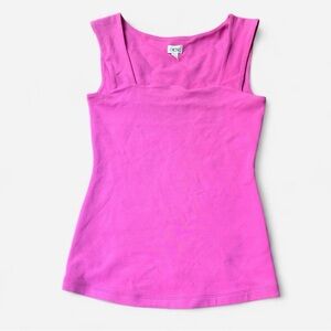 caché Vibrant Hot Pink Spring Tank Top Classic Square Neck •Size S